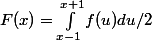 F(x)=\int_{x-1}^{x+1}{f(u)du/2}
